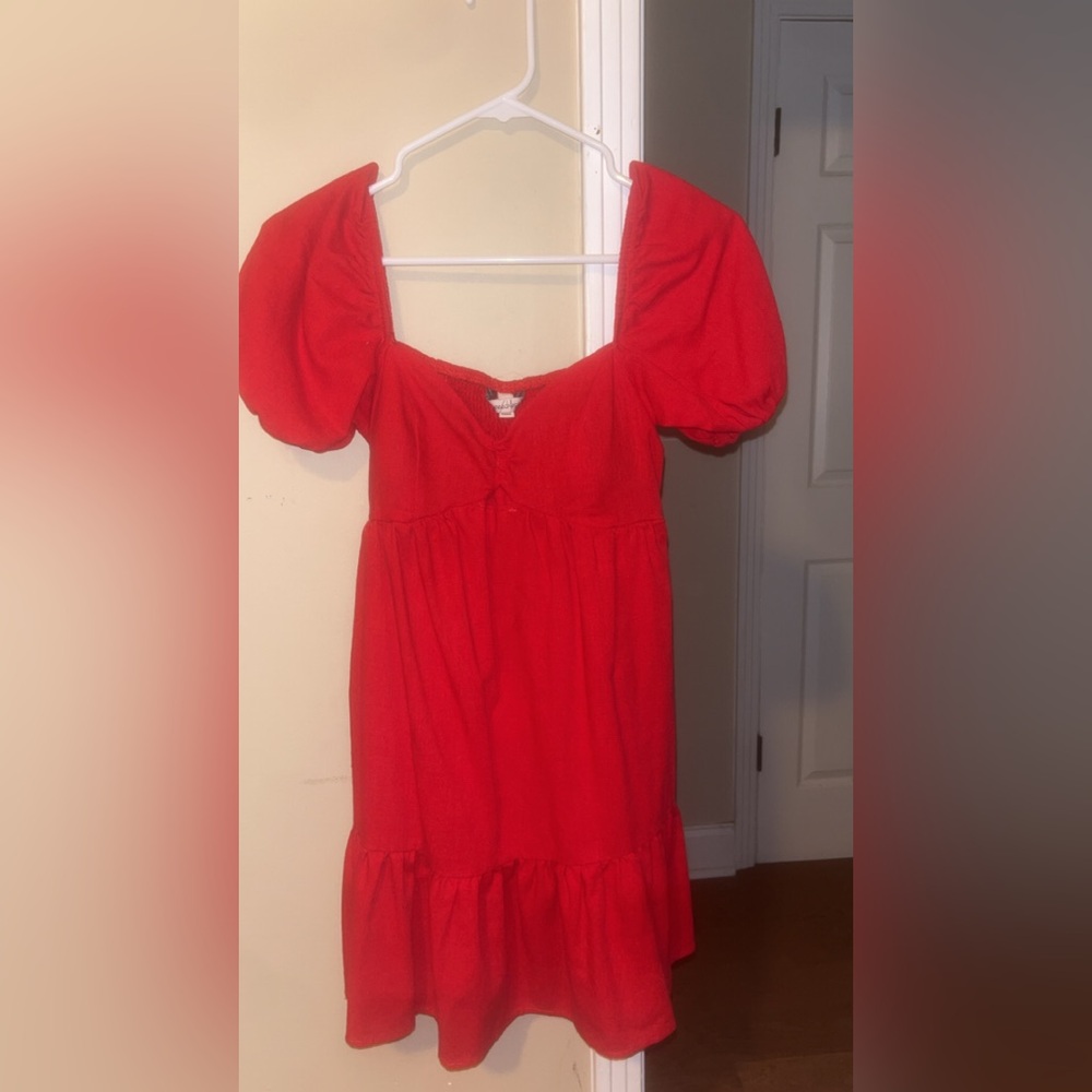 Speechless Red Mini Dress with Puff Sleeves